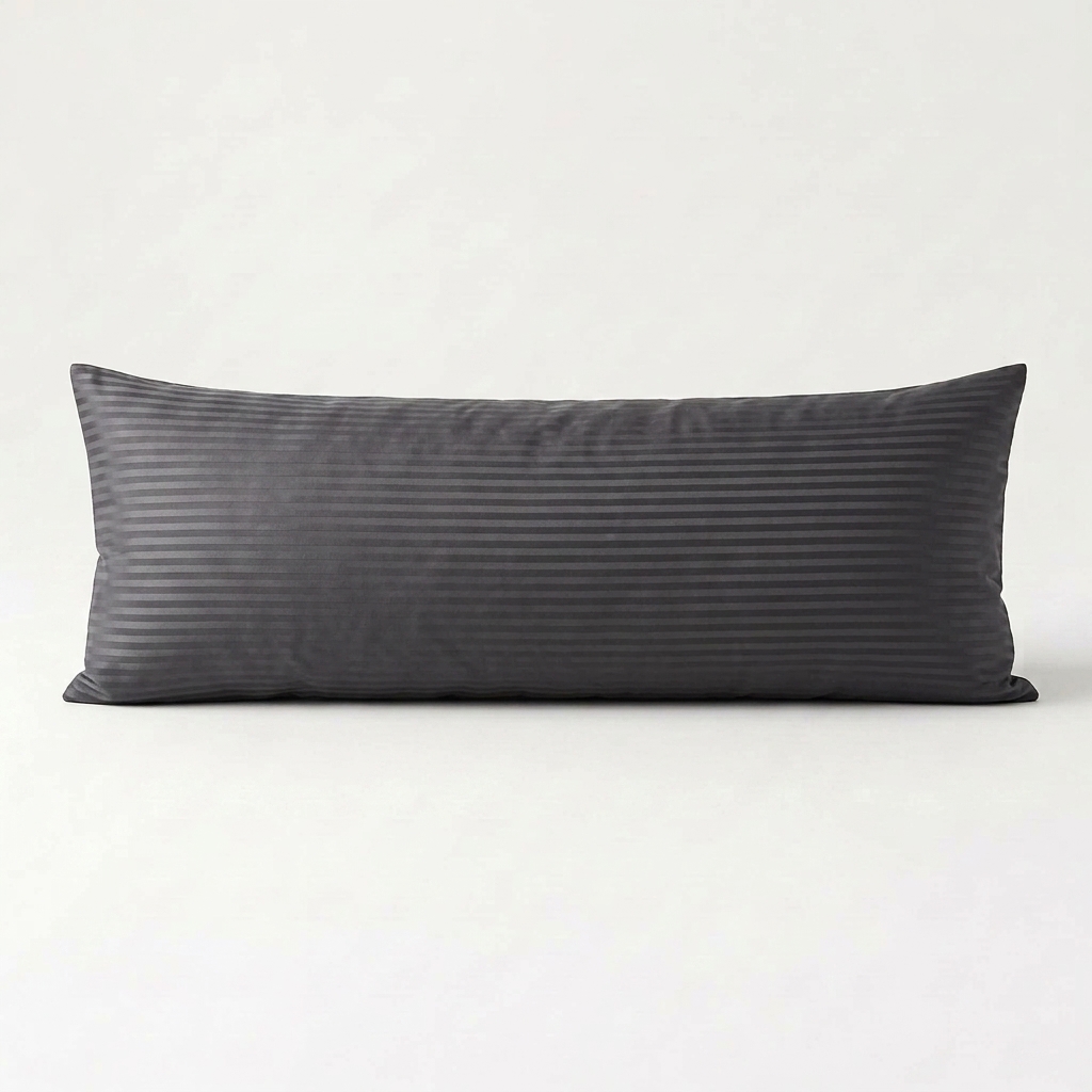 Striped Long Pillow Cover 400 Dark Grey