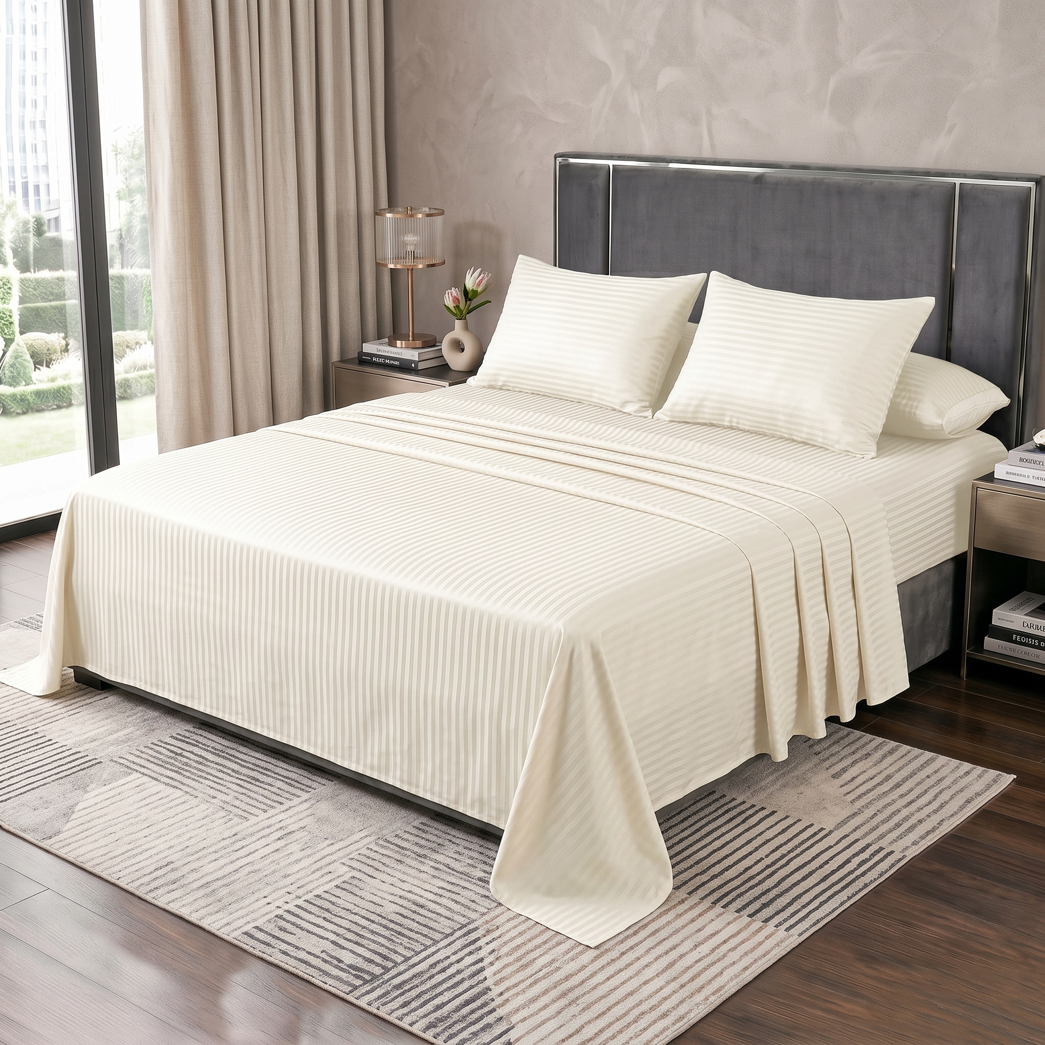 Striped Flat Sheet 402 Off-White