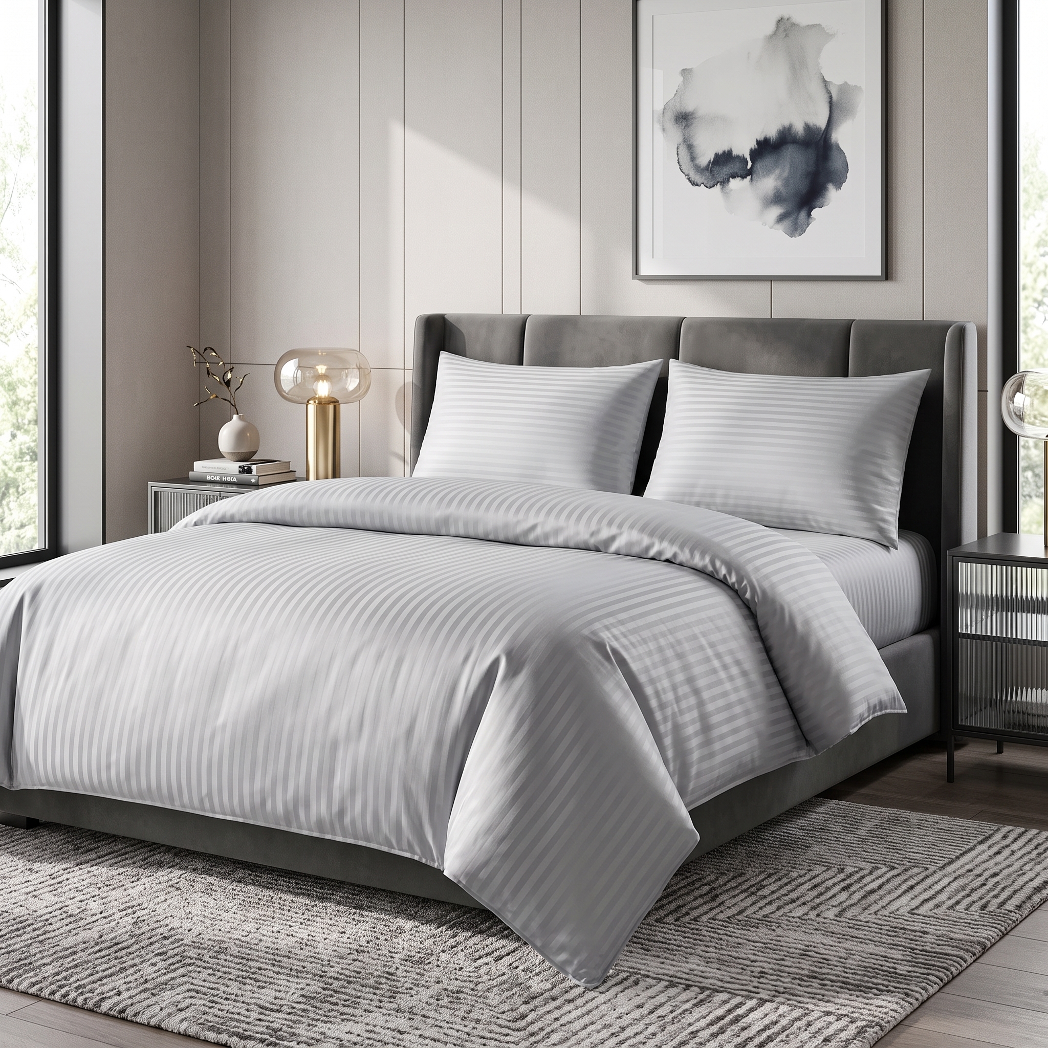 Striped Duvet 404 Light Grey