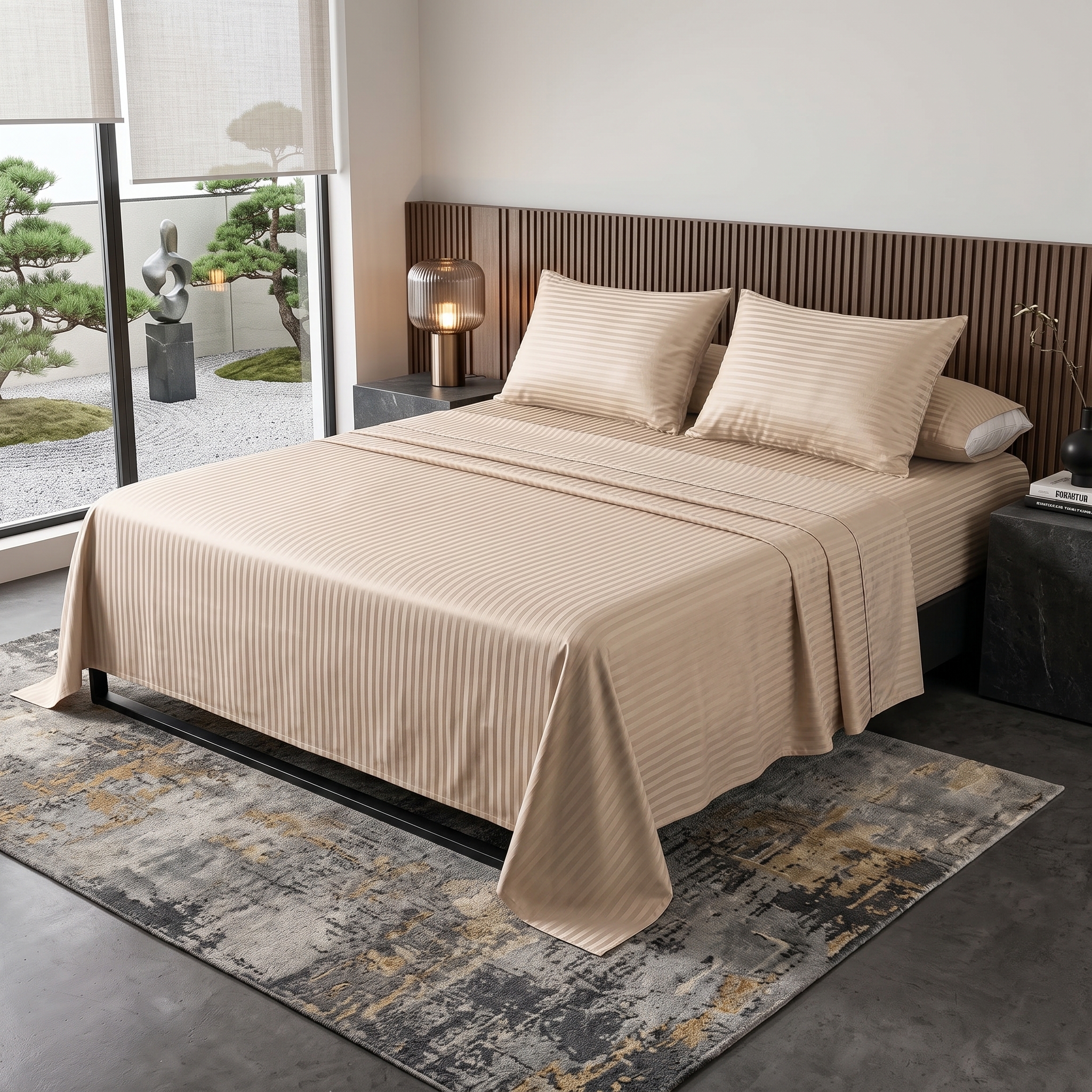 Striped Flat Sheet 405 Beige