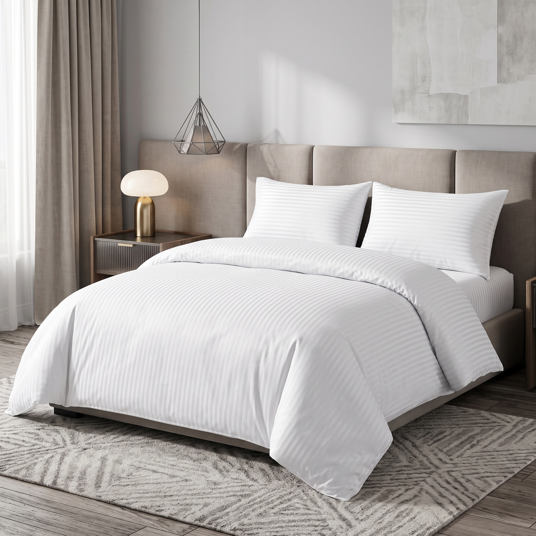 Striped Duvet 406 White