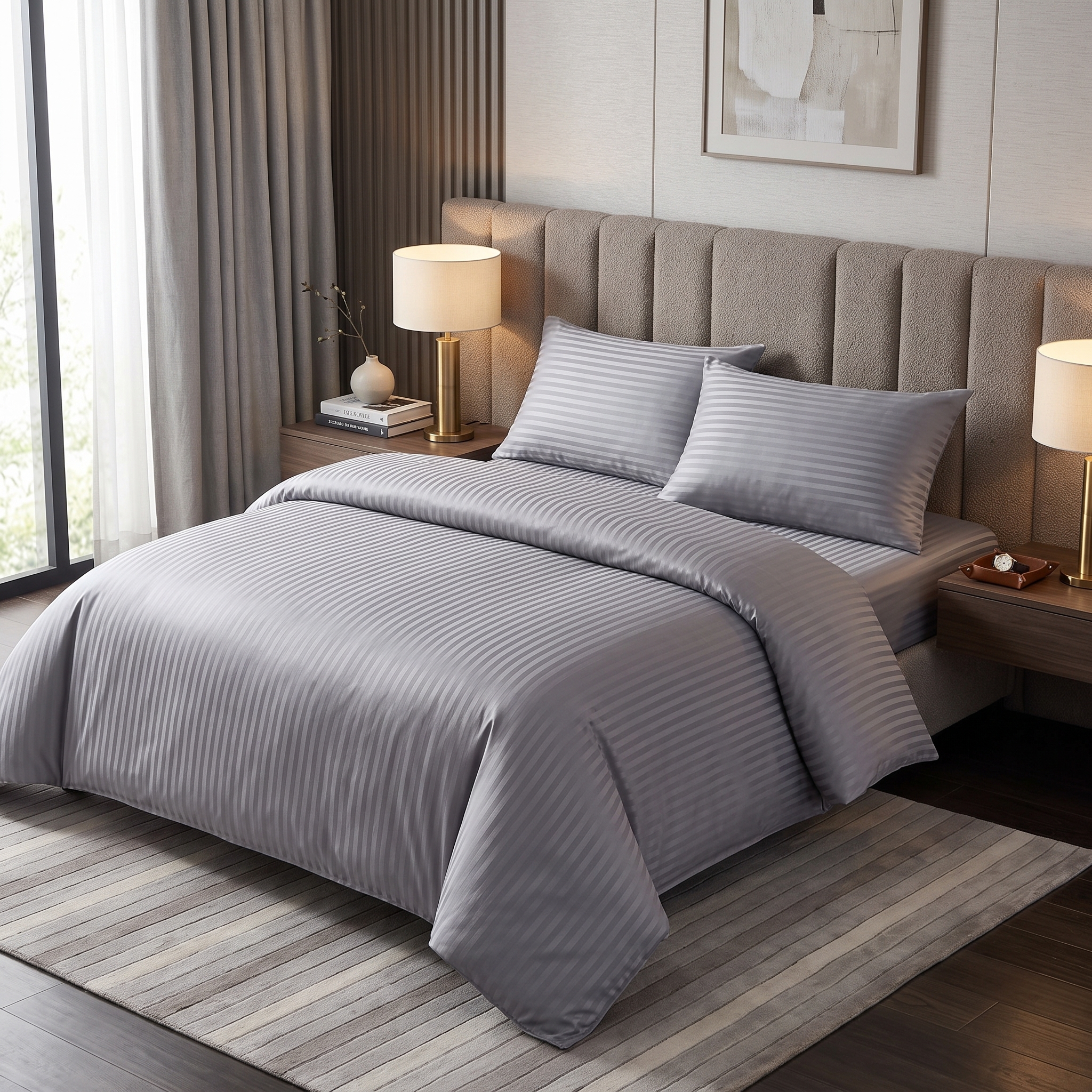 Striped Duvet 407 Grey