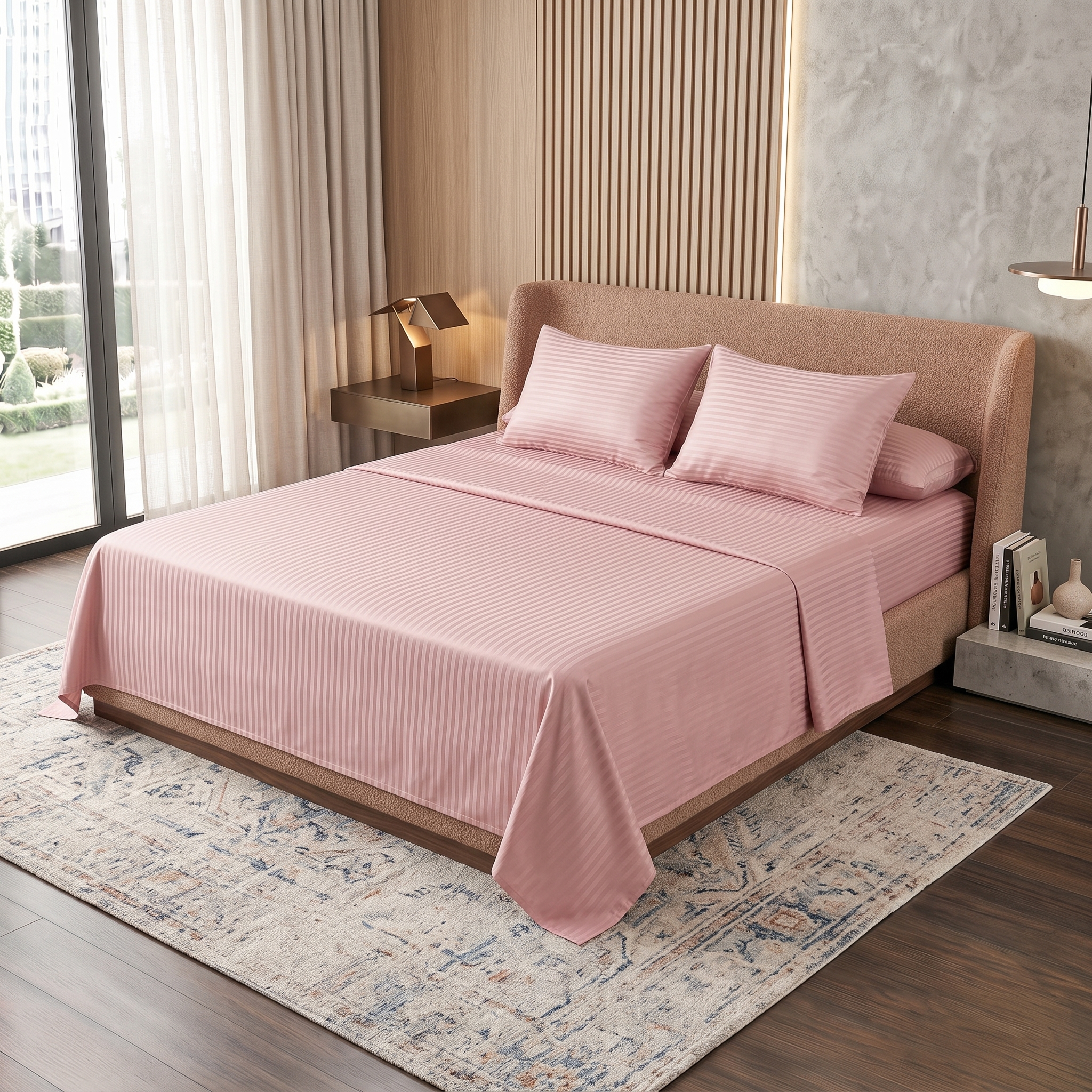 Striped Flat Sheet 412 Cashmere